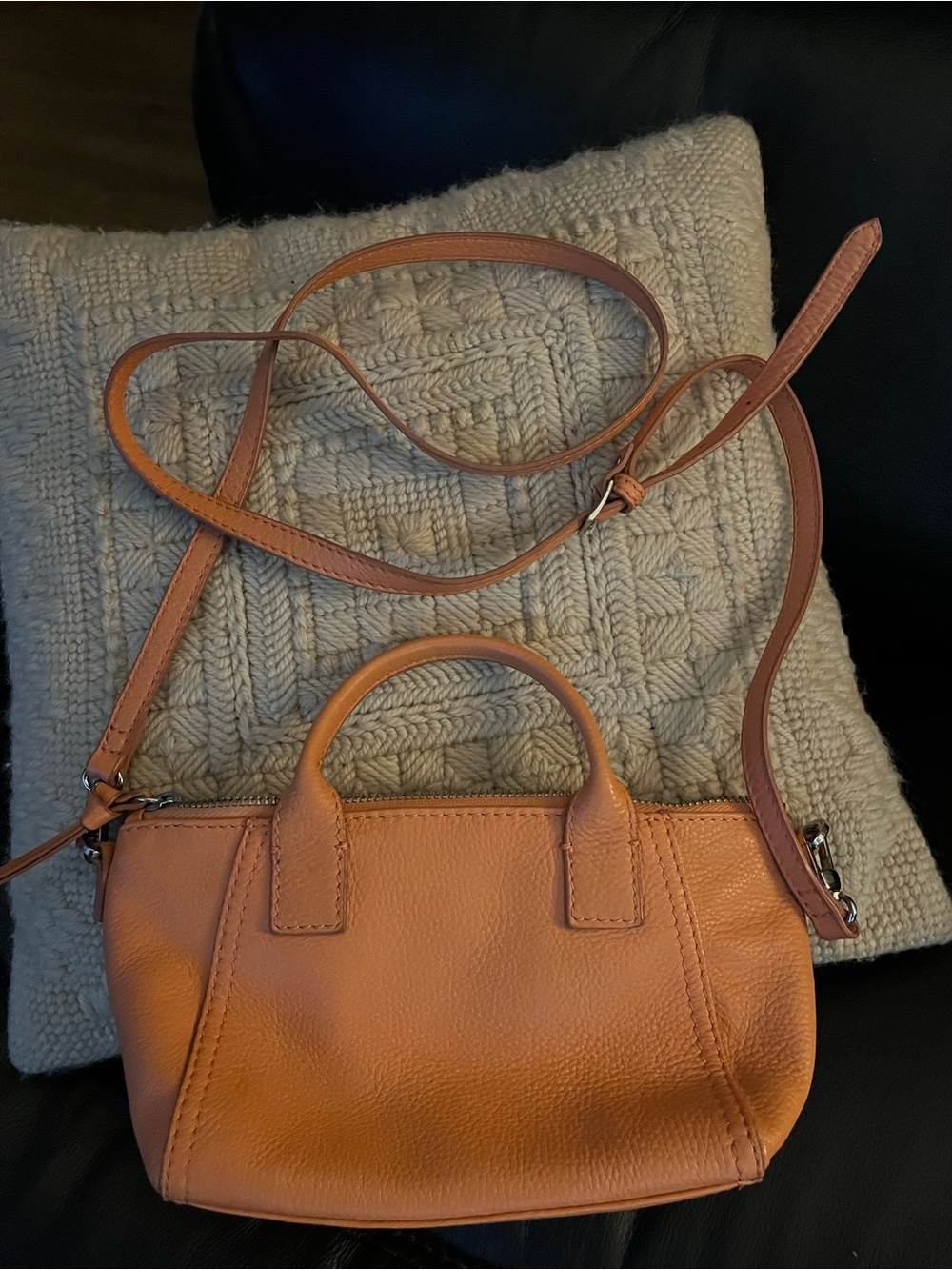 Soft Leather Crossbody Shoulder Bag in summer Orange